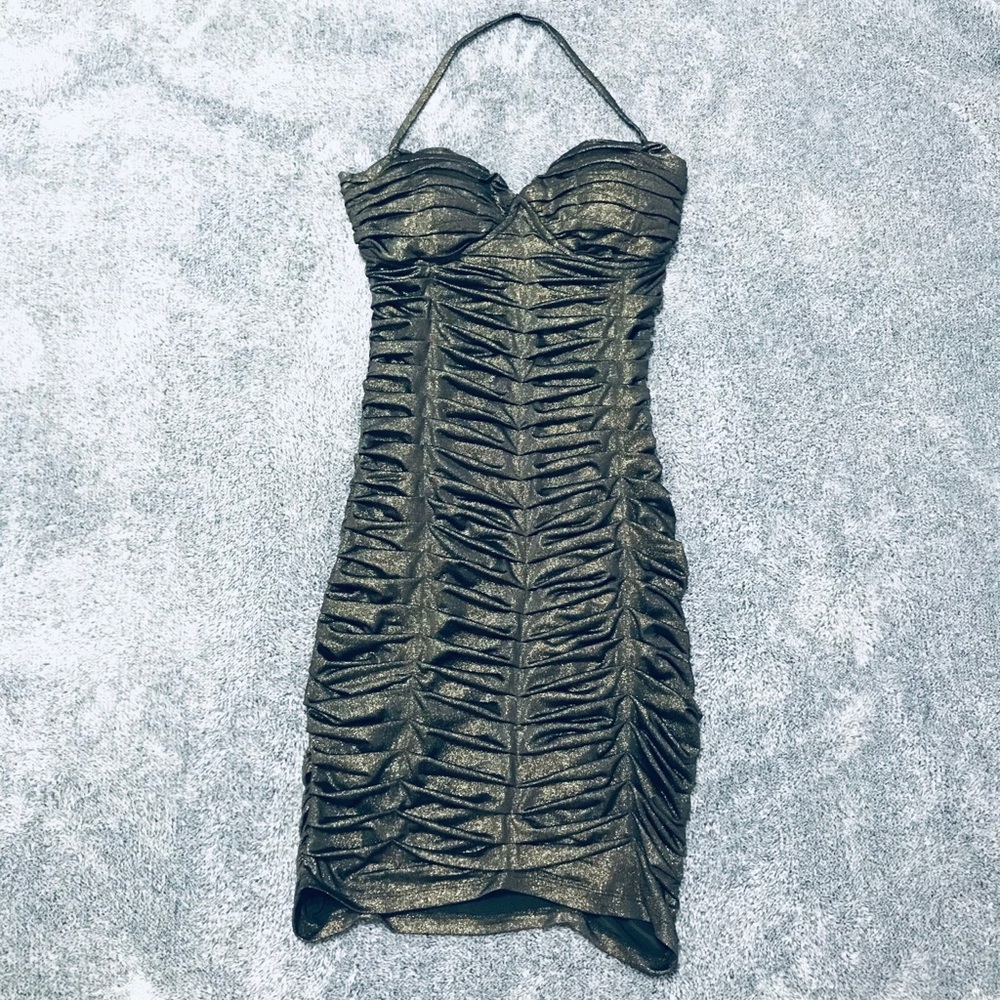 2B BEBE GOLDEN BRONZE SEXY DRESS